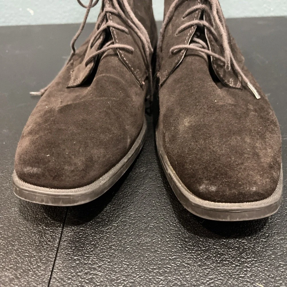Calvin Klein Chukka Mens 9.5 Brown Ellias Suede Lace Up Square Toe‎ Ankle Boots